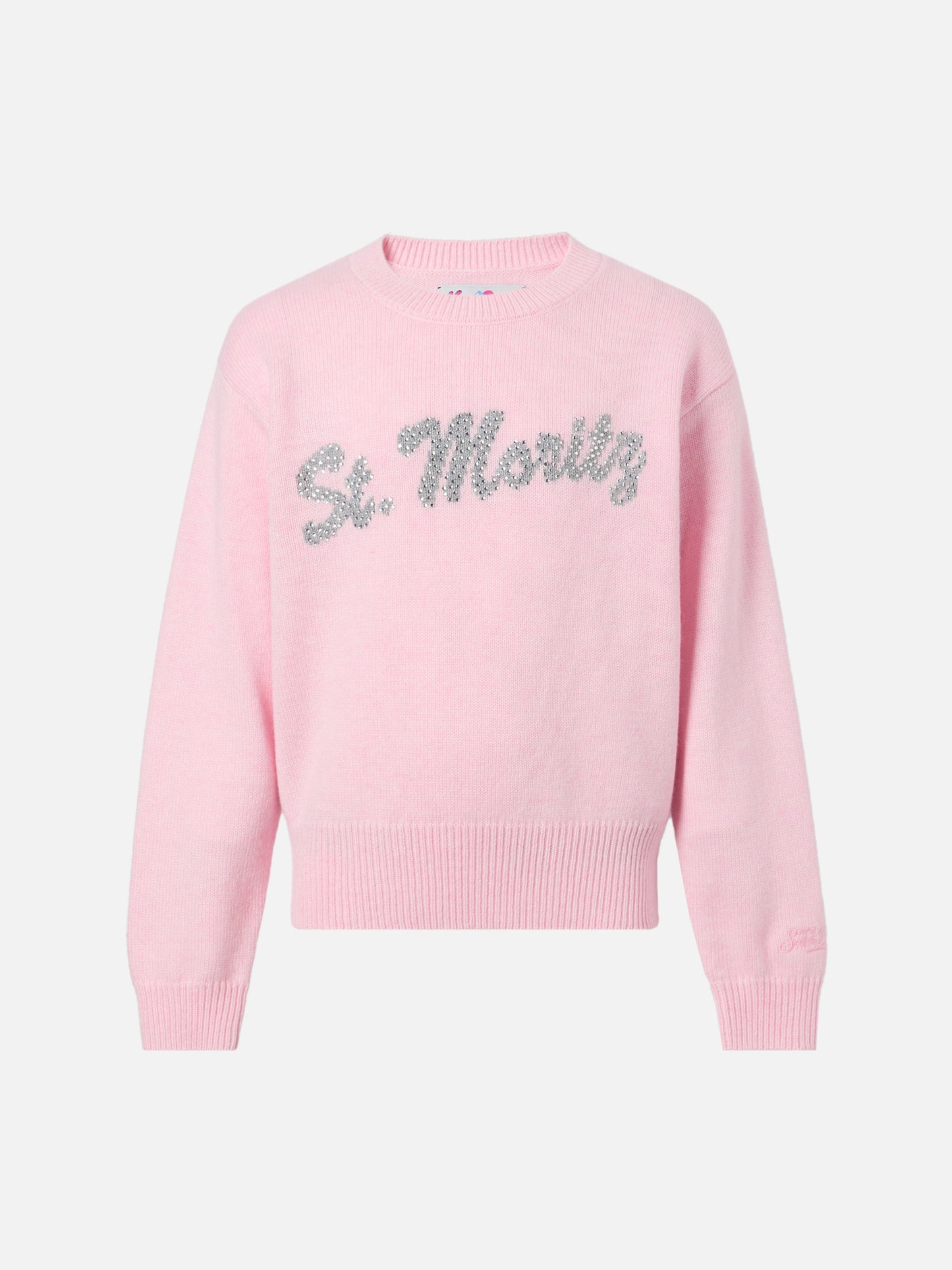 Sweater Louise Jr in cashmere blend with St. Moritz graphic in rhinestones | ST. MORITZ TOP OF THE WORLD