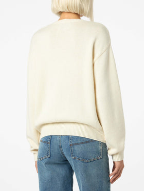 Woman white sweater Louise with St. Moritz rhinestones embellishment | ST. MORITZ TOP OF THE WORLD SPECIAL EDITION - MC2 Saint Barth