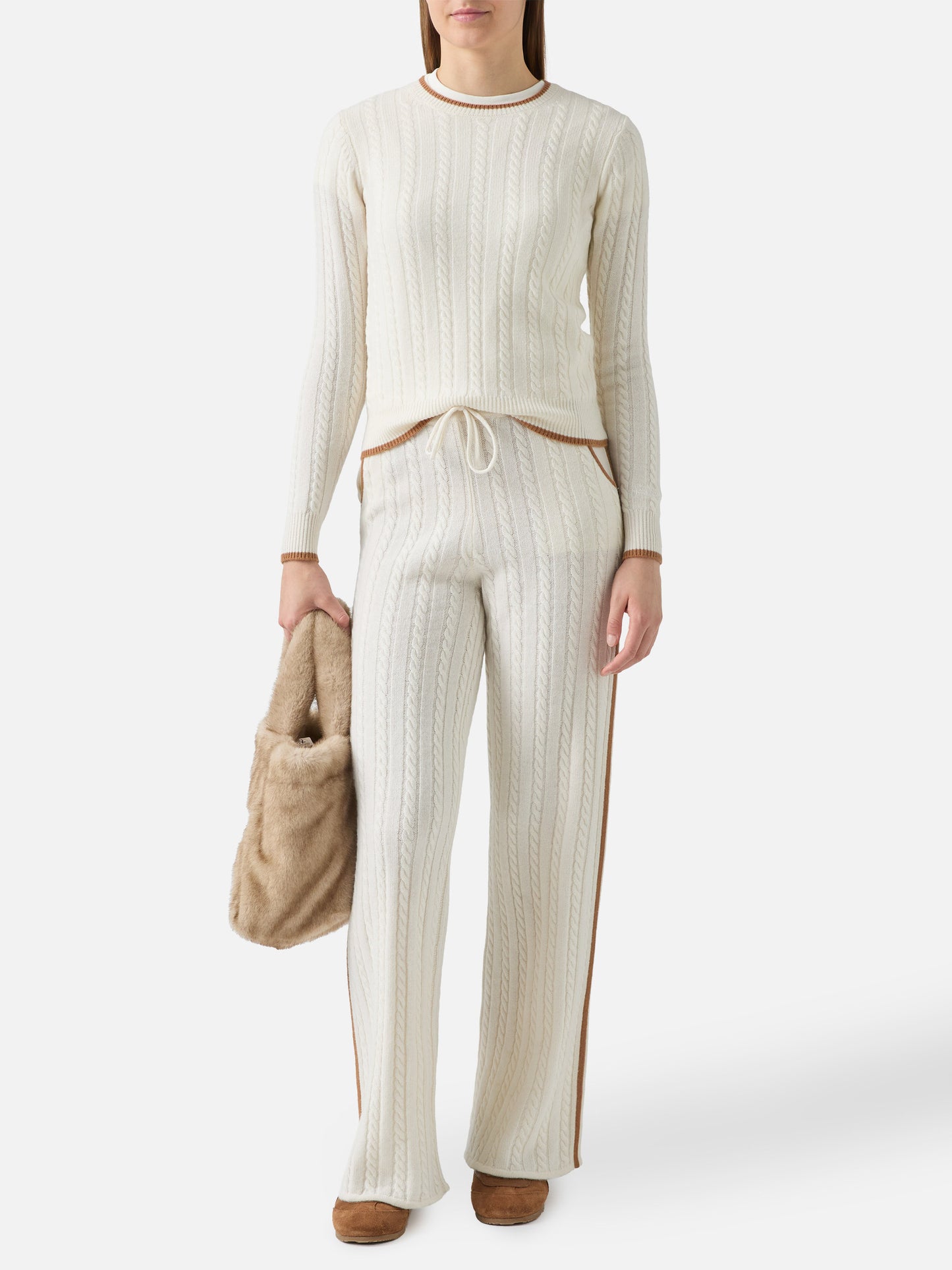Laroche cable-knit sweater in wool with St. Barth embroidery