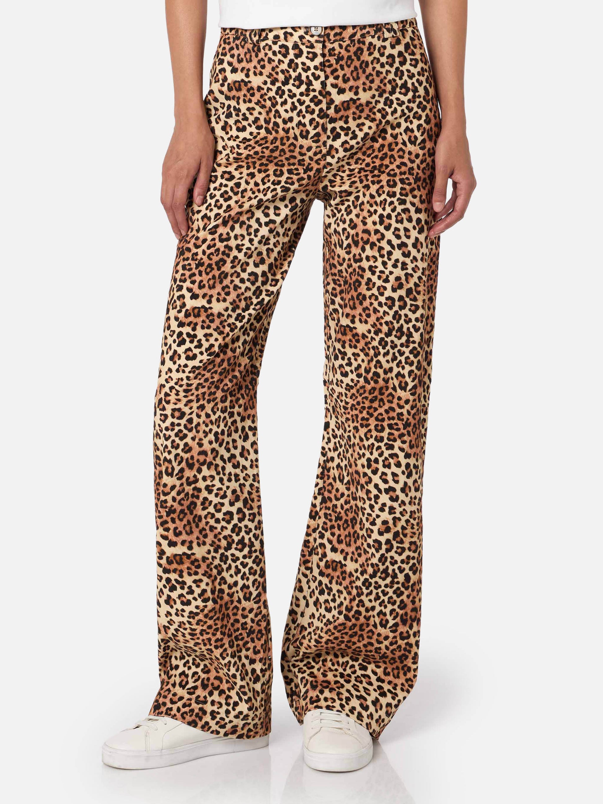 Woman corduroy pants Lisbeth with leopard print - MC2 Saint Barth