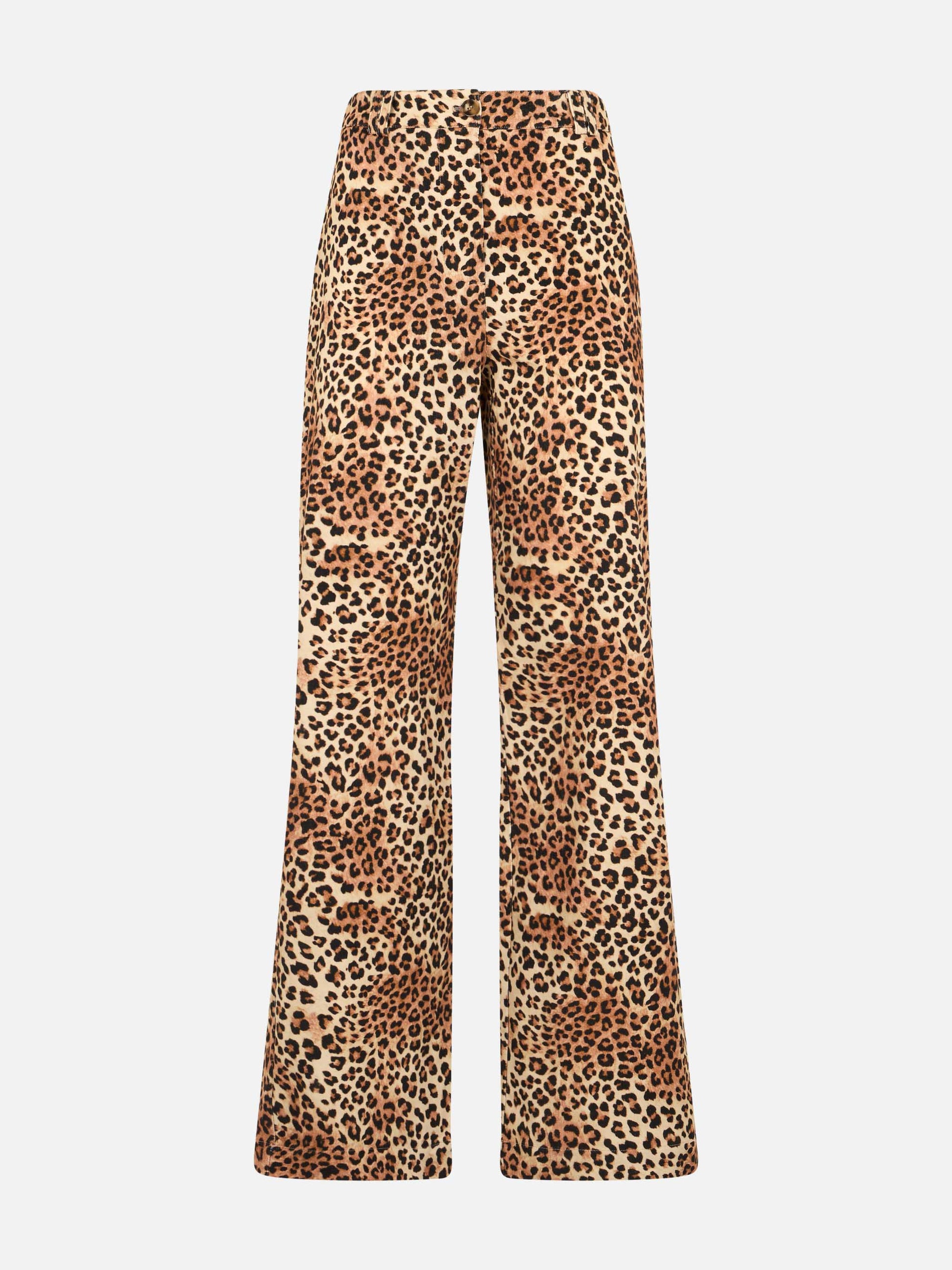 Woman corduroy pants Lisbeth with leopard print - MC2 Saint Barth