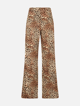Woman corduroy pants Lisbeth with leopard print - MC2 Saint Barth