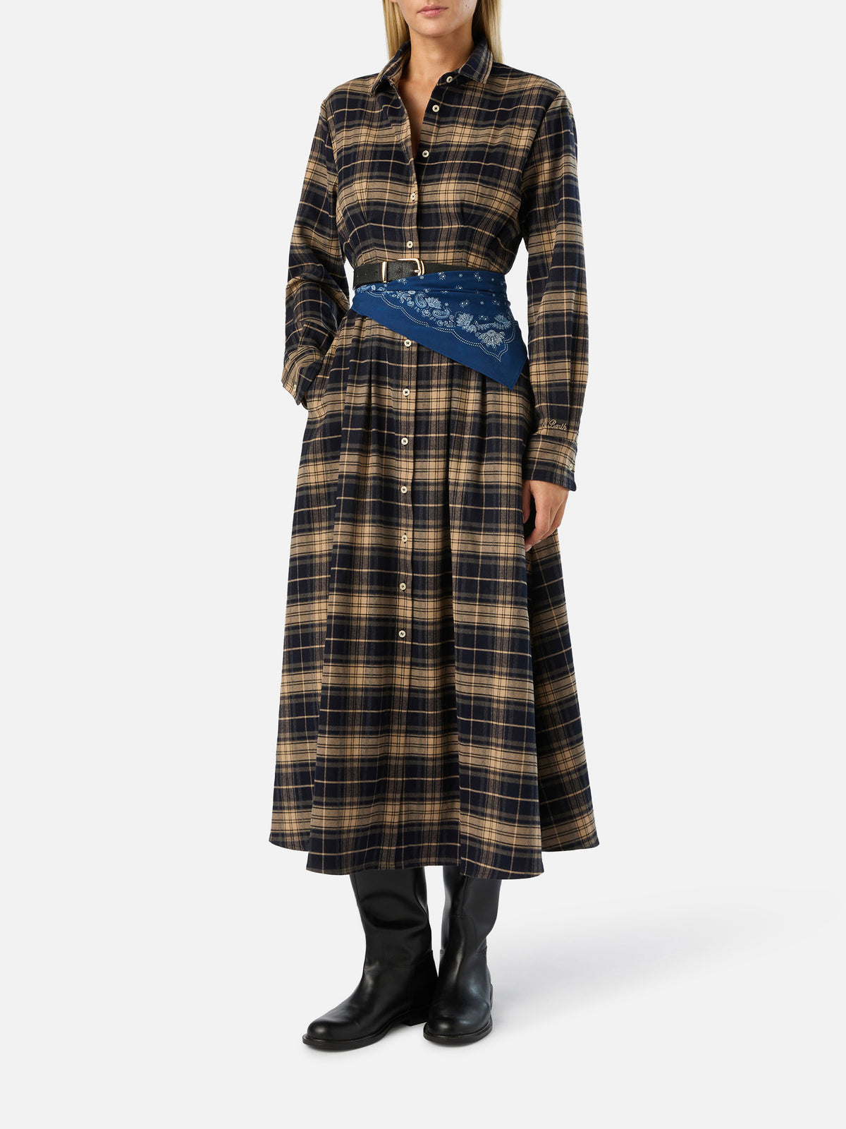 Chemisier lungo Alys in flanella con motivo tartan
