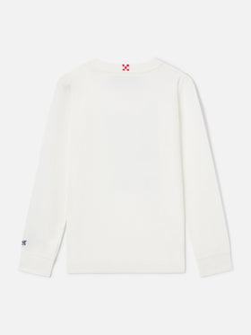White Luton cotton long sleeve t-shirt with Vado A Vivere Da Solo print