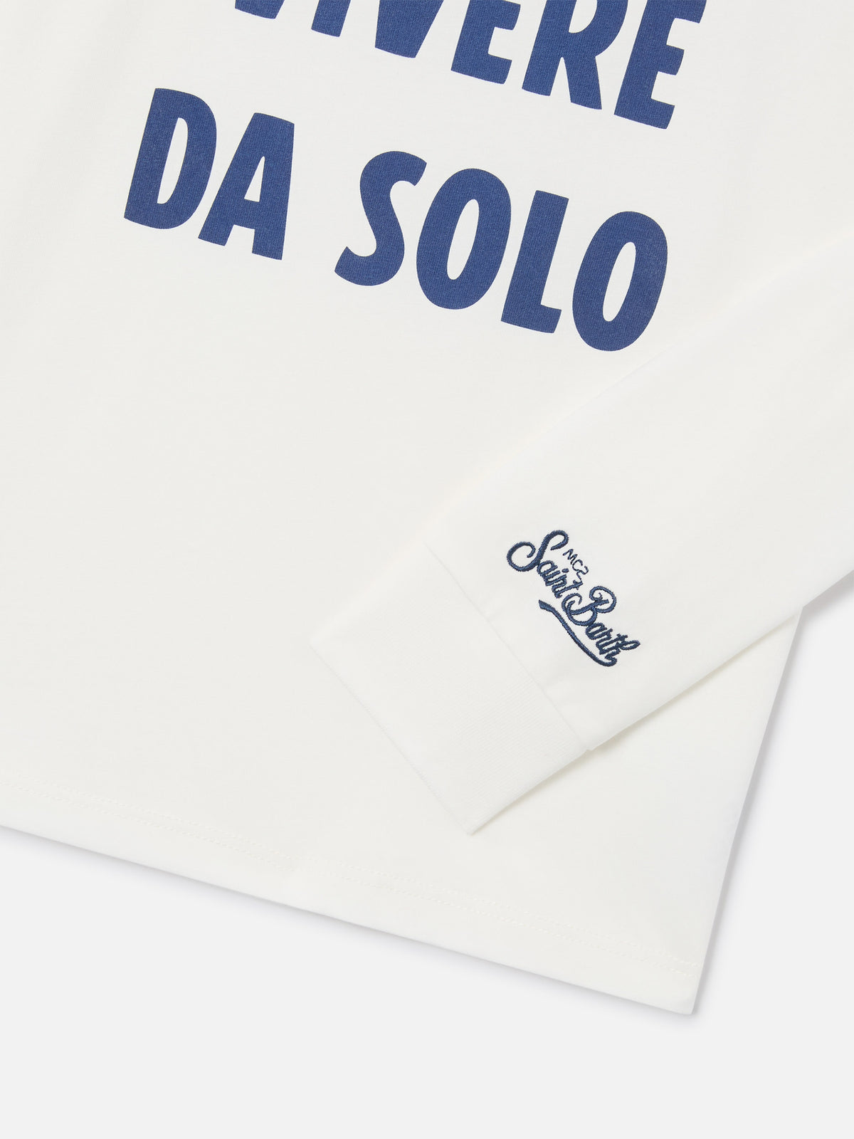 White Luton cotton long sleeve t-shirt with Vado A Vivere Da Solo print