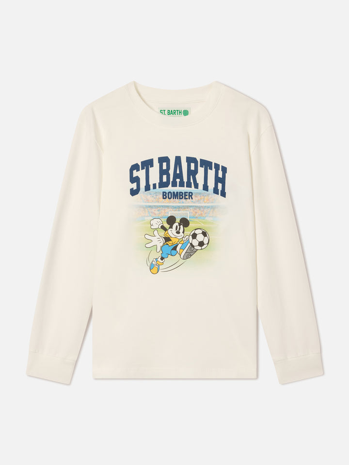 T-shirt Luton bianca a manica lunga in cotone organico con stampa Topolino | Special edition