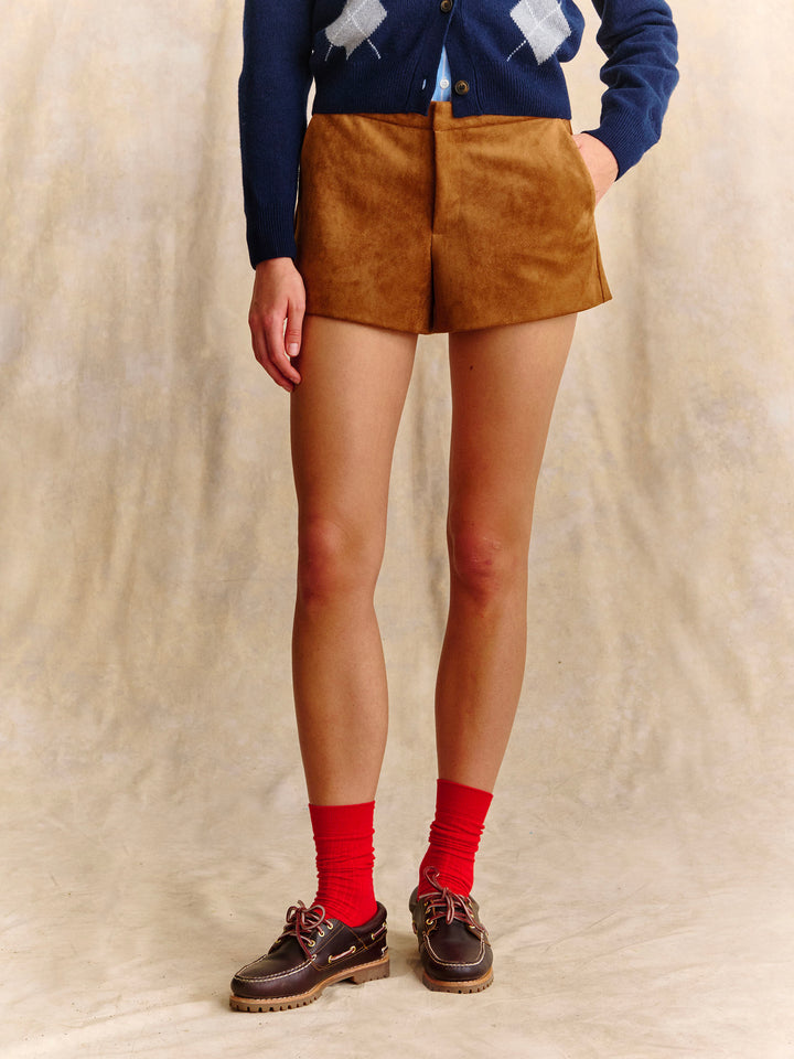 Short en daim Camel Elva 