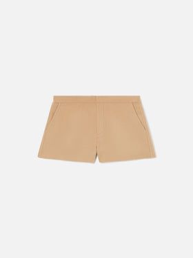 Beige Elva Shorts aus doppellagigem Wollmischgewebe 