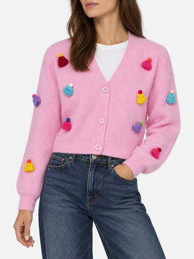 Cardigan Lyza Soft cropped con cuori crochet