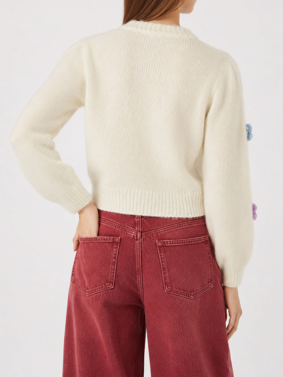 Cardigan Lyza Soft cropped con applicazioni margherite