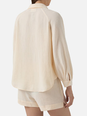 Blusa Maira in mussola di cotone beige