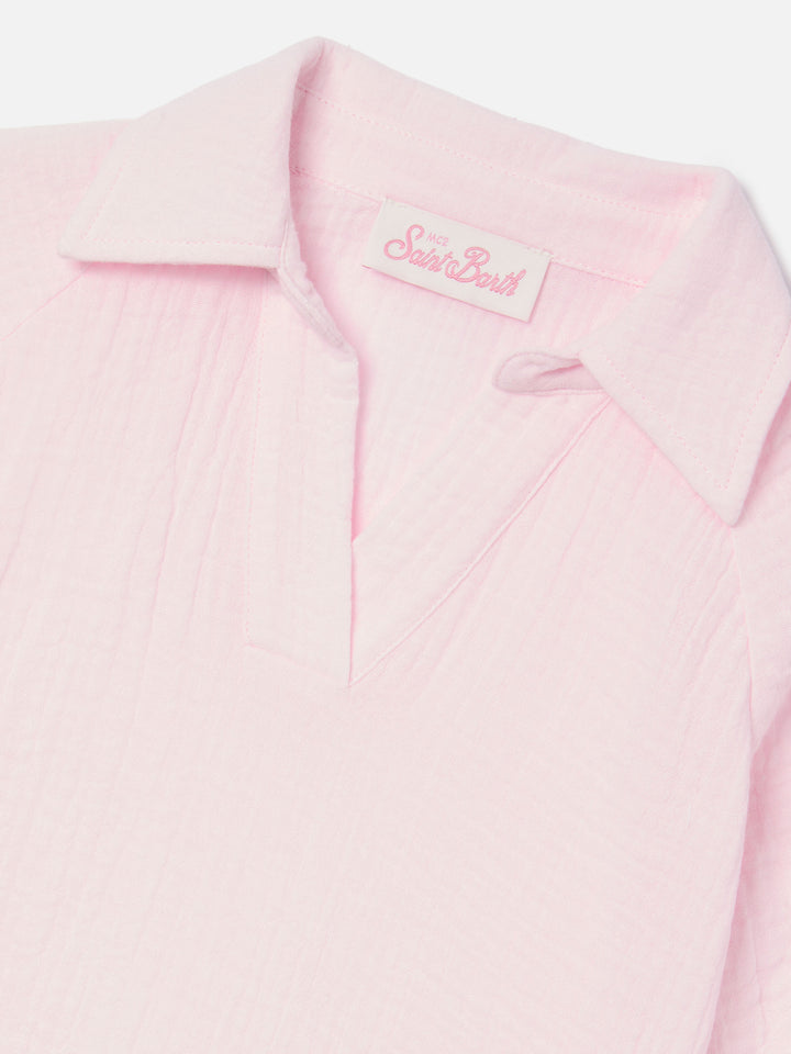 Camicia Maira Jr in mussola di cotone rosa