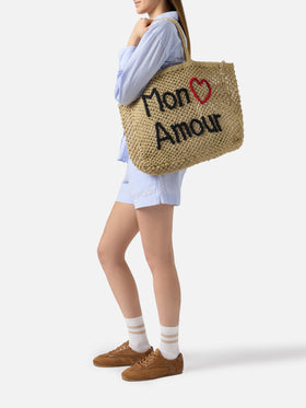 Mon Amour jute bag with handcrafted embroidery