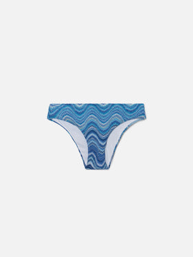 Madame raschel swim briefs with wave motif in shades of blue