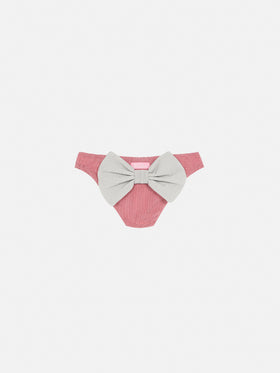 Madame pink lurex swim briefs with bow - MC2 Saint Barth