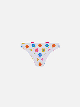 Girl terry swim briefs with daisy print - MC2 Saint Barth