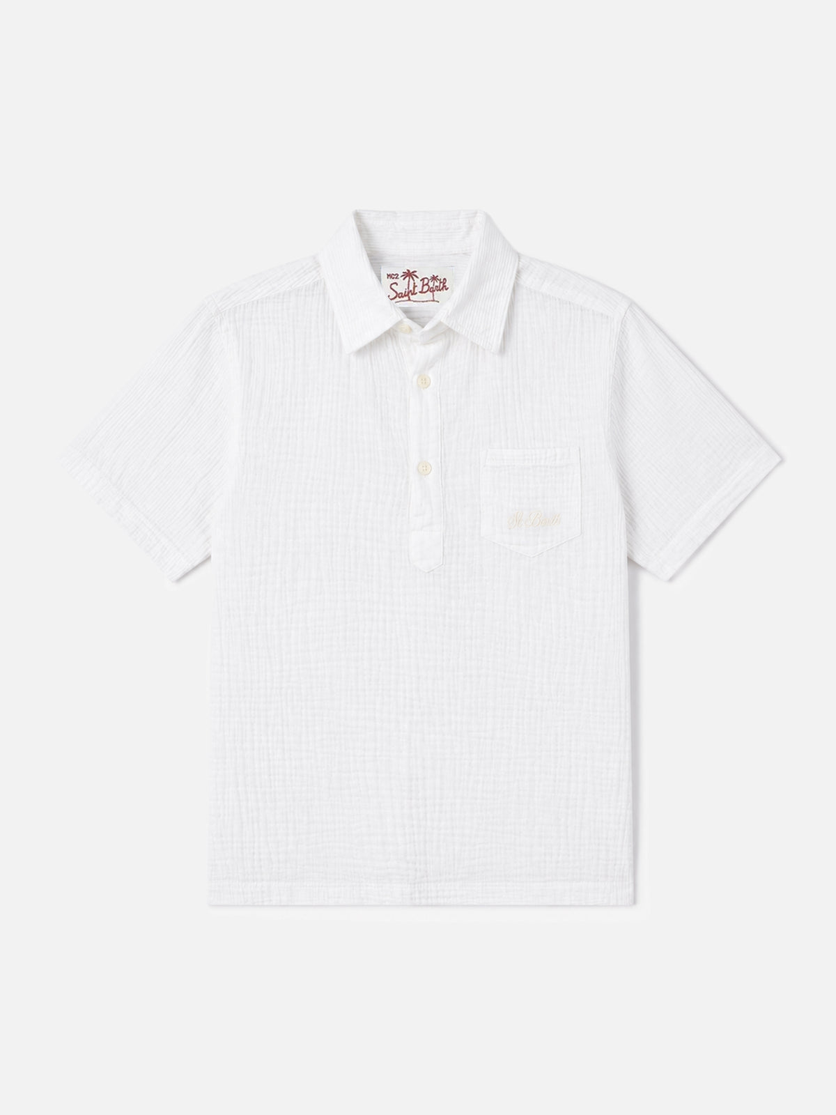 Polo en gasa de algodón blanco Madeira 