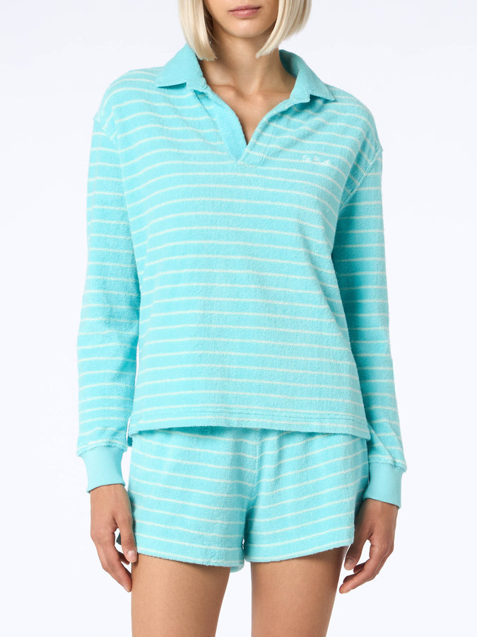 Mc2 Saint Barth Light blue terry striped sweatshirt Magda