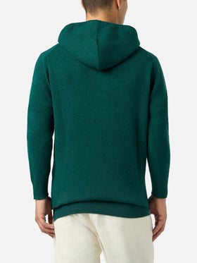 Man British green lambswool hooded sweater Mahony
