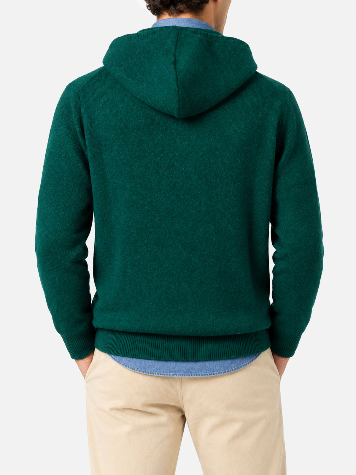 Maglione girocollo Mahony verde scuro in lana d’agnello con ricamo logo