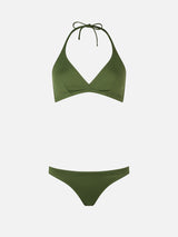 Woman military green triangle bralette bikini Gaia Maia