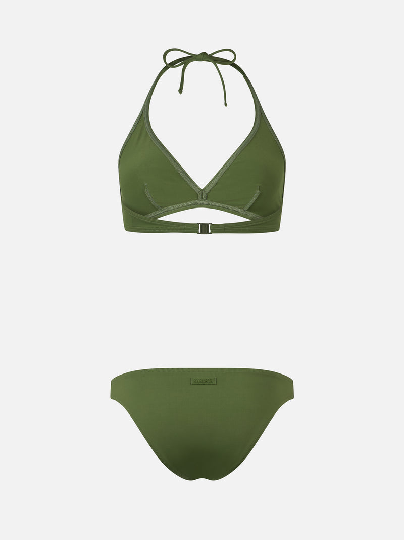 Woman military green triangle bralette bikini Gaia Maia