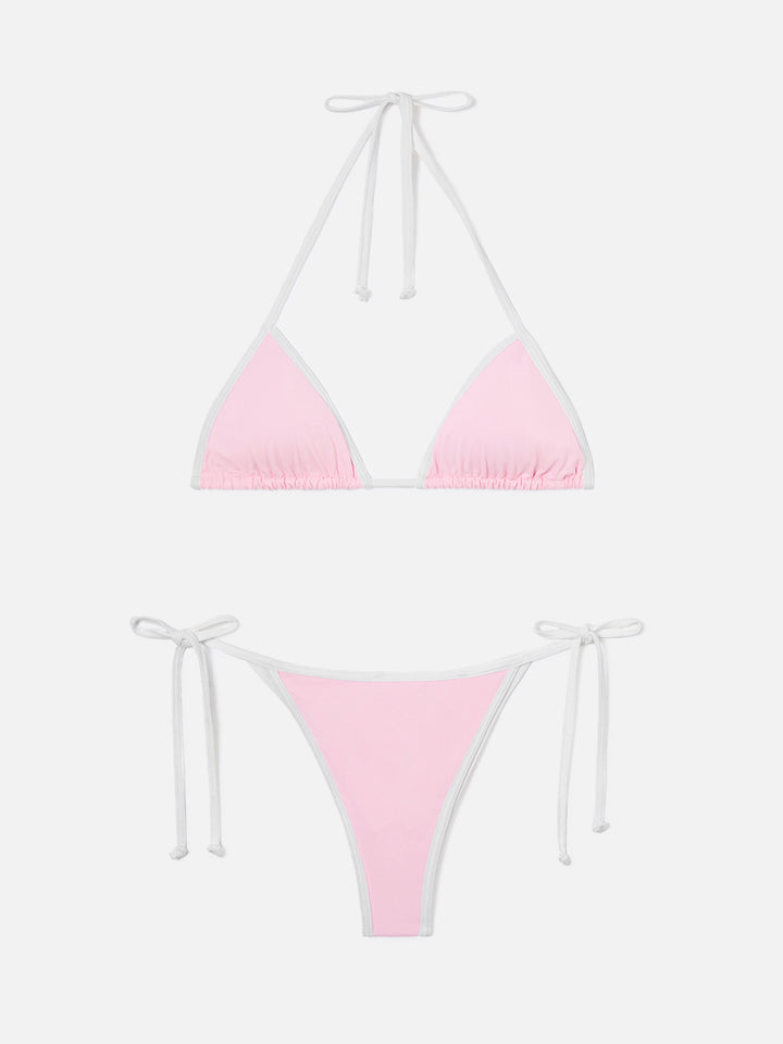 Leah Marielle light pink and white bikini with contrast trims