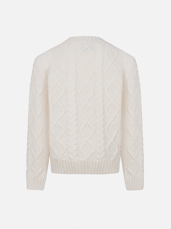Girl cable knit sweater Malmo with Cortina embroidery - MC2 Saint Barth