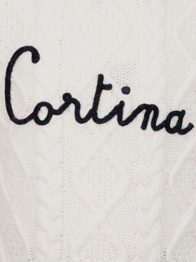 Girl cable knit sweater Malmo with Cortina embroidery - MC2 Saint Barth