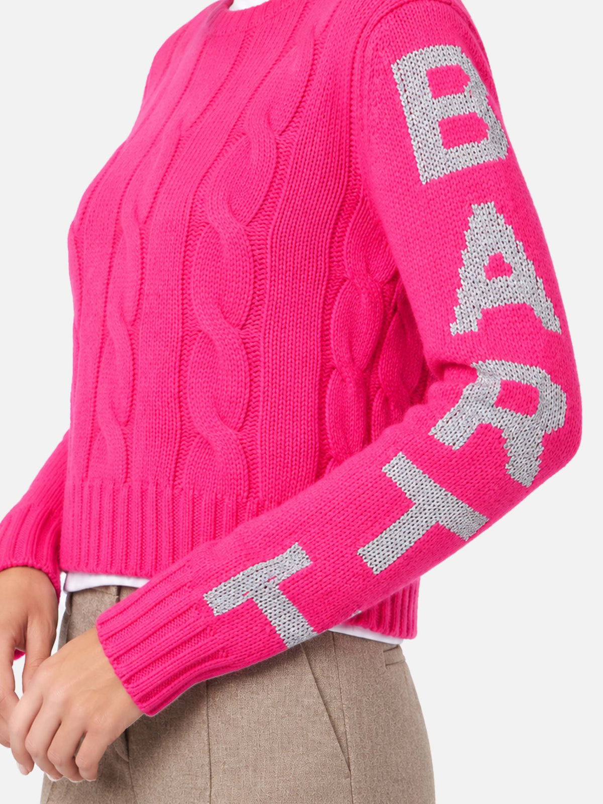 Jersey trenzado Malmo en rosa flúor con jacquard de lurex 