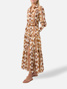 Abito a camicia lungo Marbella con stampa ikat