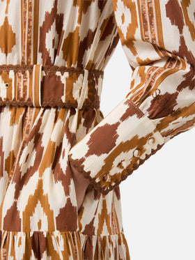 Abito a camicia lungo Marbella con stampa ikat