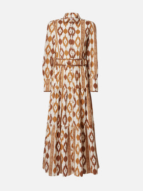 Abito a camicia lungo Marbella con stampa ikat