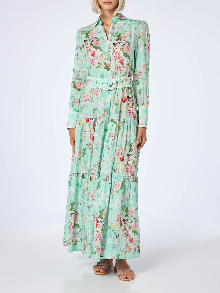 Woman linen dress Marbella with flower print - MC2 Saint Barth