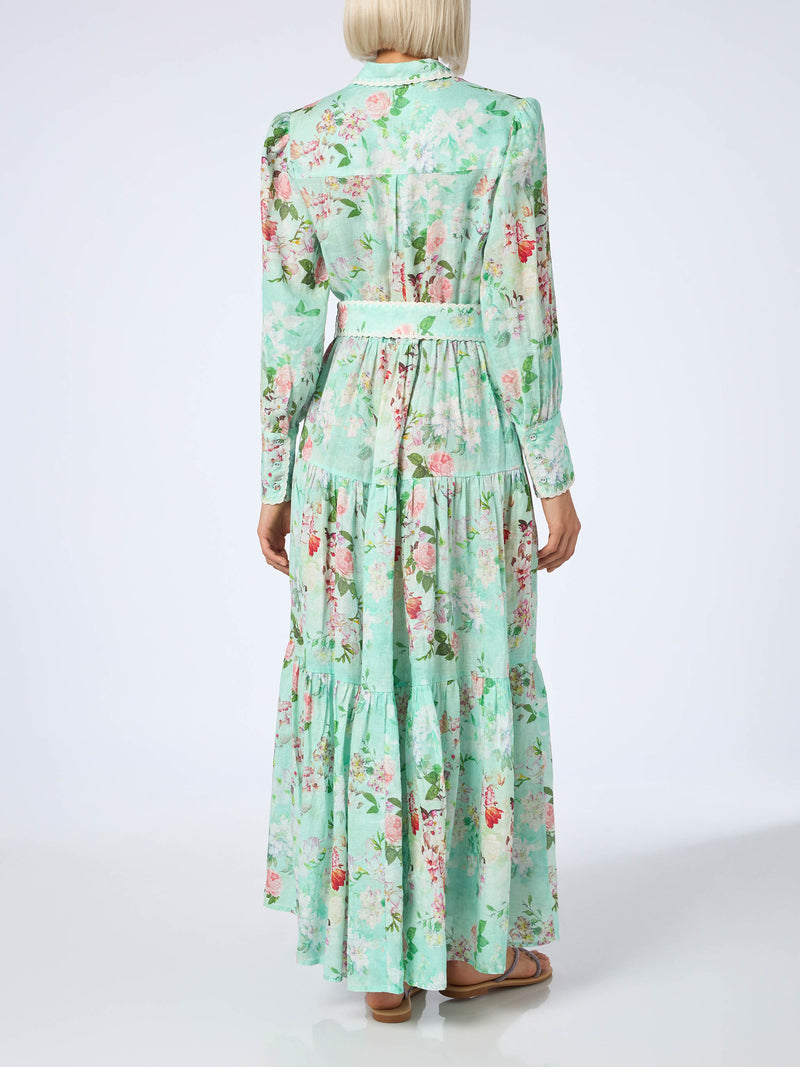 Woman linen dress Marbella with flower print