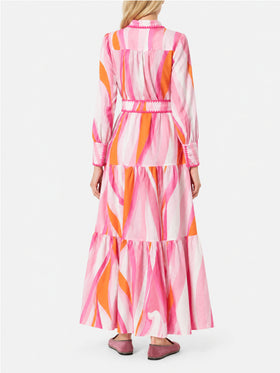 Vestido Marbella multicolor con motivo de ondas y bordados 