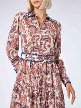 Woman linen dress Marbella with paisley print