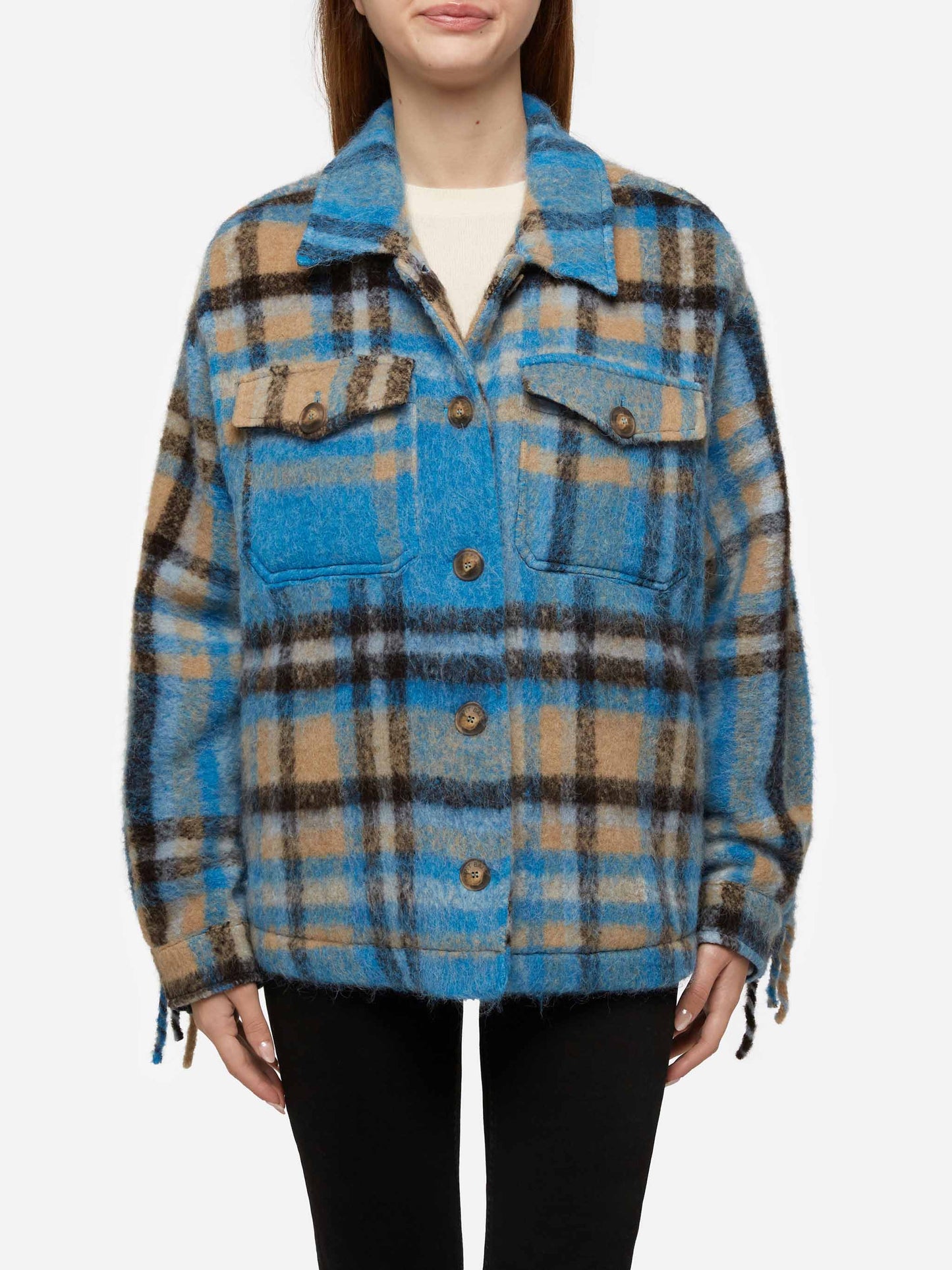 Woman overshirt jacket with fringes - MC2 Saint Barth