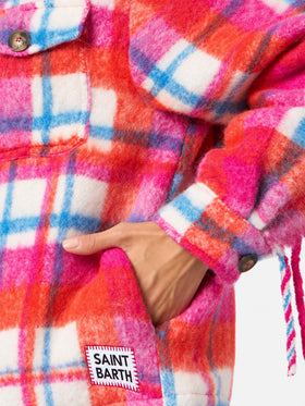 Surchemise-veste Marceline en tartan avec franges 