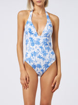 Woman one-piece Marylin swimsuit with toile de Jouy print