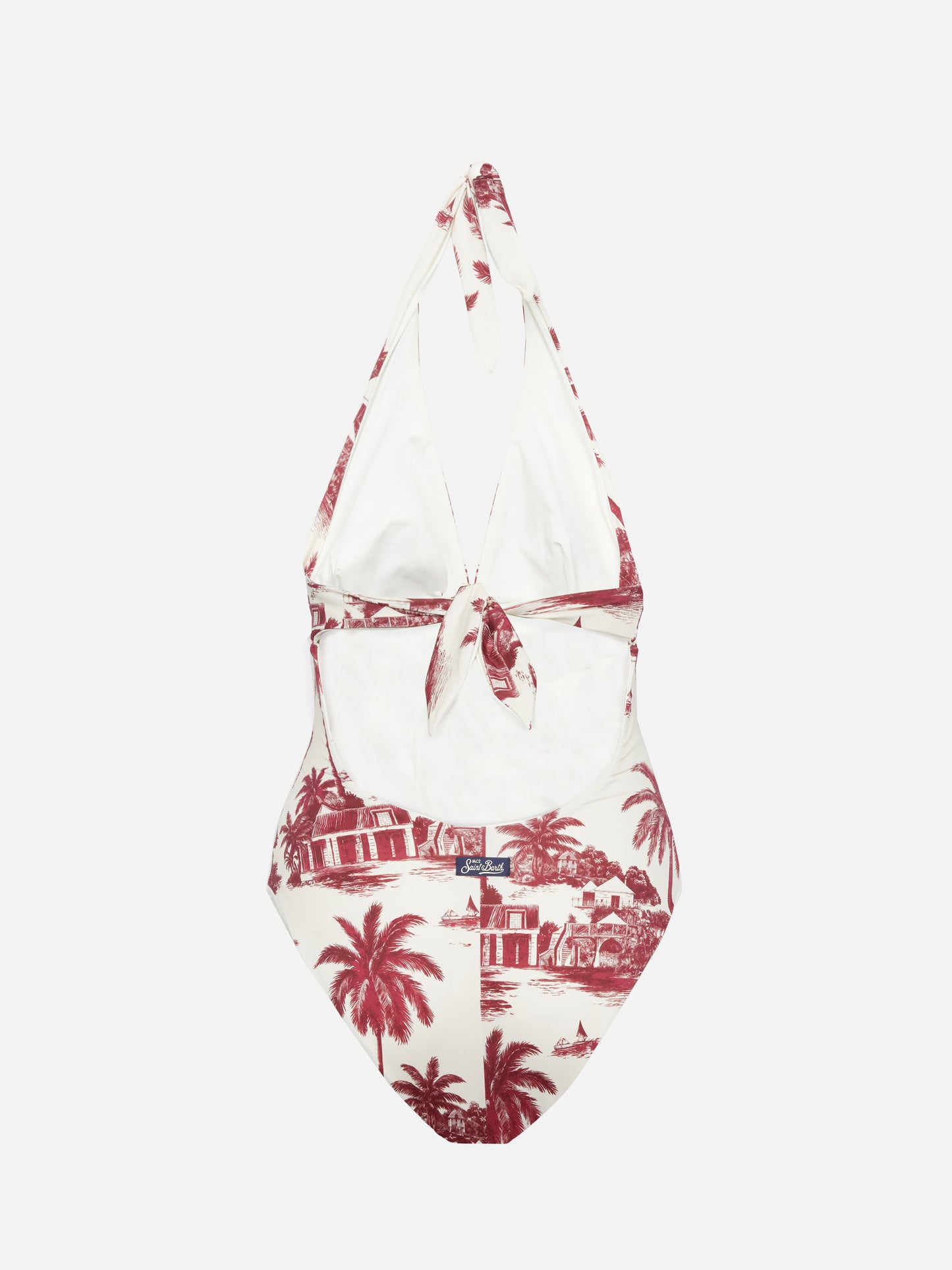 Marylin one-piece swimsuit with toile de jouy print | AI CO-CREATED DESIGN BY RICKDICK - POWERED BY RED-EYE - MC2 Saint Barth