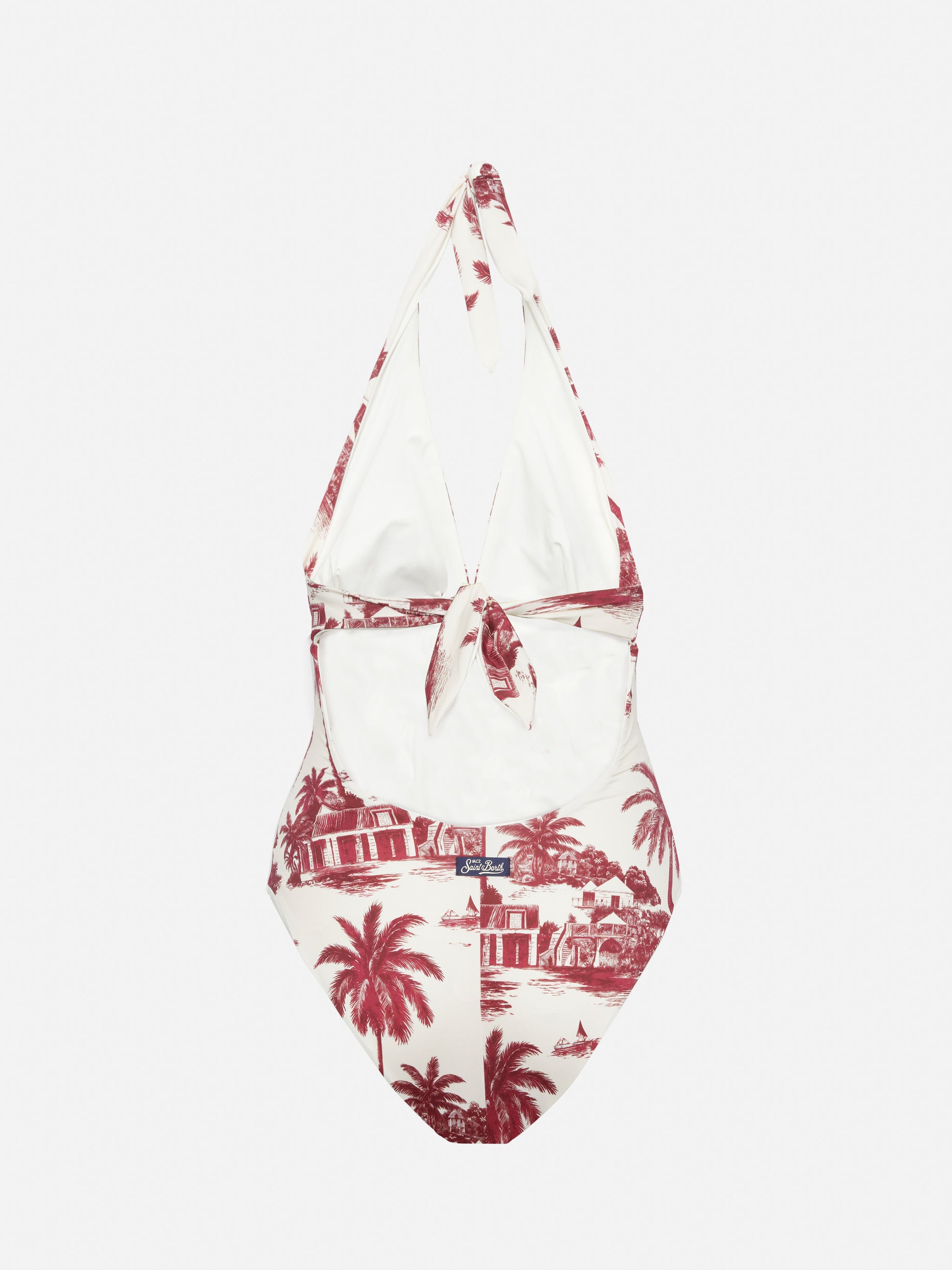 Marylin one-piece swimsuit with toile de jouy print | AI CO-CREATED DESIGN BY RICKDICK - POWERED BY RED-EYE - MC2 Saint Barth