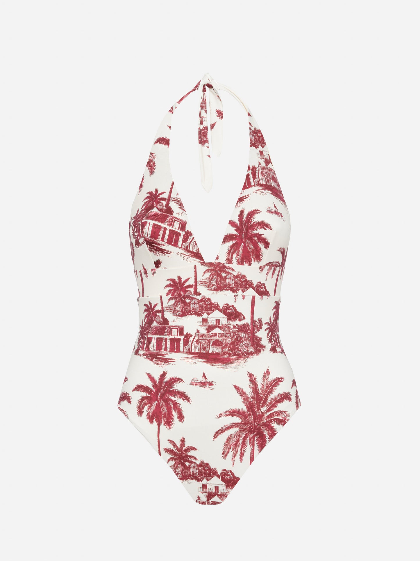Marylin one-piece swimsuit with toile de jouy print | AI CO-CREATED DESIGN BY RICKDICK - POWERED BY RED-EYE - MC2 Saint Barth