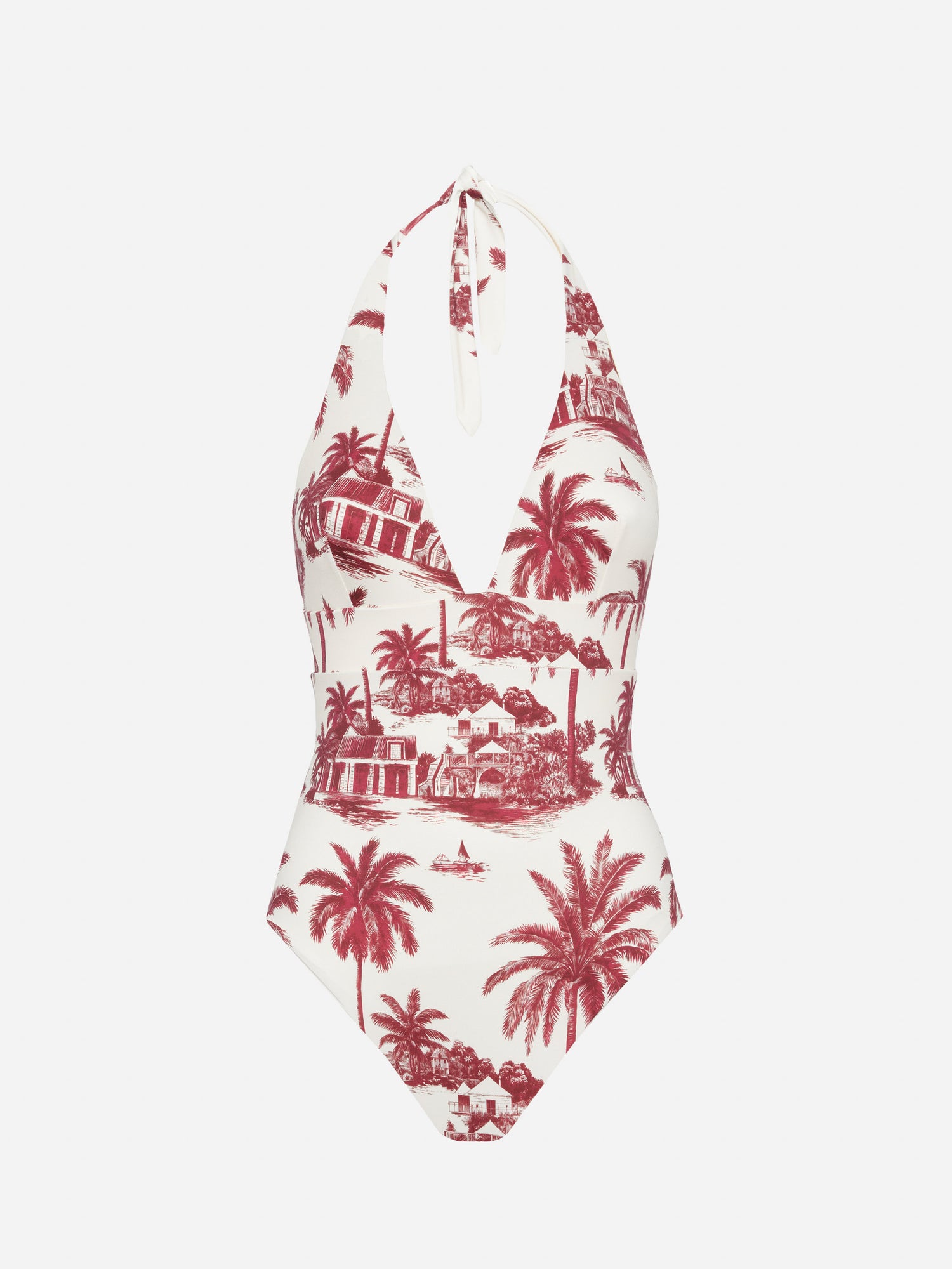 Marylin one-piece swimsuit with toile de jouy print | AI CO-CREATED DESIGN BY RICKDICK - POWERED BY RED-EYE - MC2 Saint Barth
