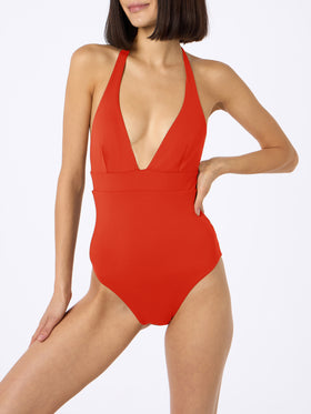 Woman orange one-piece Marylin swimsuit - MC2 Saint Barth