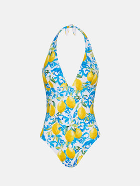 Marylin one-piece swimsuit with majolica print - MC2 Saint Barth