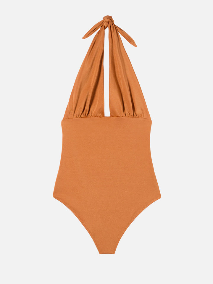 One piece swimsuit Marysol in shiny ochre