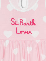 Girl cotton dress Masha with print and "I love St Barth" embroidery