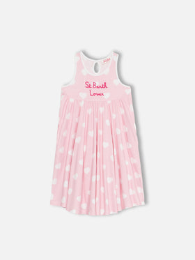 Girl cotton dress Masha with print and "I love St Barth" embroidery - MC2 Saint Barth
