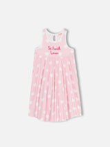 Girl cotton dress Masha with print and "I love St Barth" embroidery